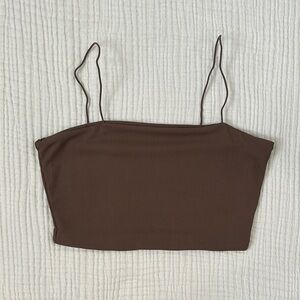 SHEIN Brown Fitted Crop Camisole Top